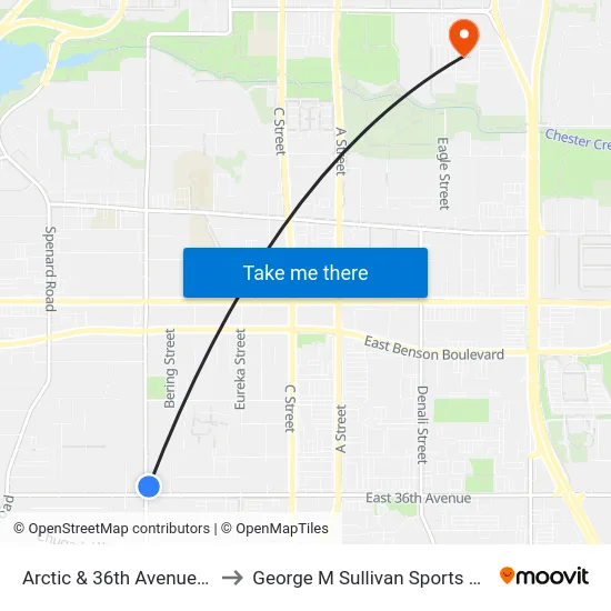 Arctic & 36th Avenue Nne to George M Sullivan Sports Arena map