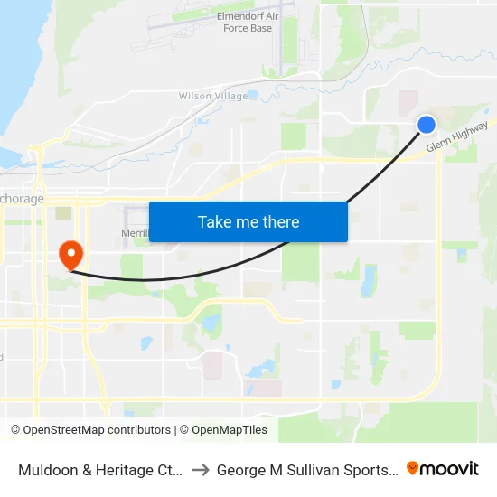 Muldoon & Heritage Ctr Wnw to George M Sullivan Sports Arena map