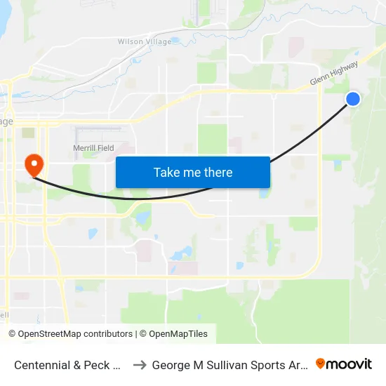 Centennial & Peck Nne to George M Sullivan Sports Arena map