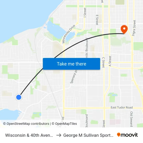 Wisconsin & 40th Avenue Ssw to George M Sullivan Sports Arena map