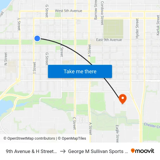 9th Avenue & H Street Wnw to George M Sullivan Sports Arena map