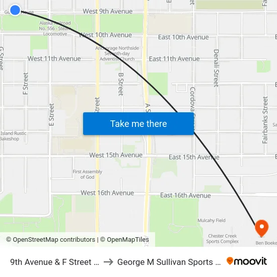 9th Avenue & F Street Wnw to George M Sullivan Sports Arena map