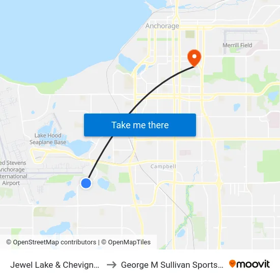 Jewel Lake & Chevigny Wsw to George M Sullivan Sports Arena map