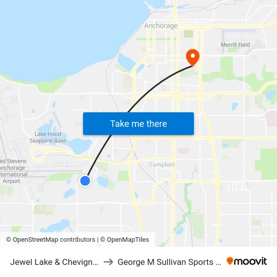 Jewel Lake & Chevigny Ene to George M Sullivan Sports Arena map