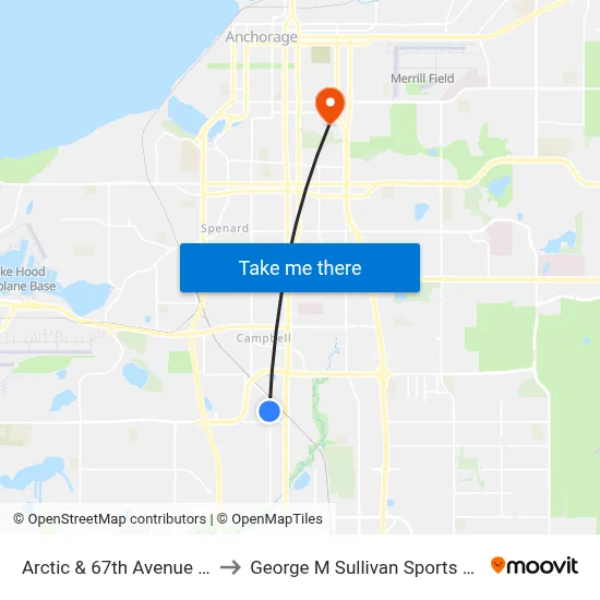Arctic & 67th Avenue Nnw to George M Sullivan Sports Arena map