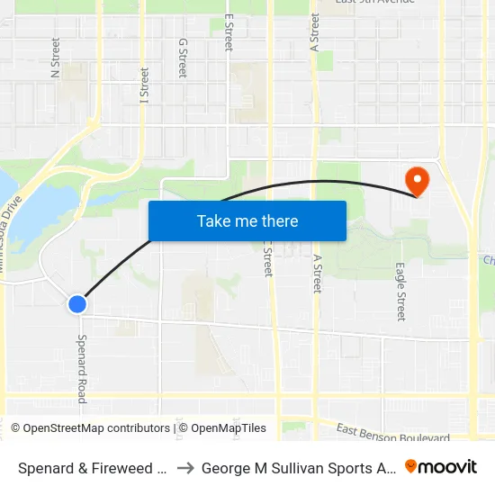 Spenard & Fireweed Nne to George M Sullivan Sports Arena map