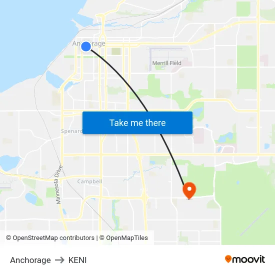 Anchorage to KENI map