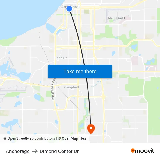 Anchorage to Dimond Center Dr map