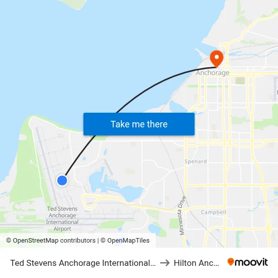 Ted Stevens Anchorage International Airport Police to Hilton Anchorage map