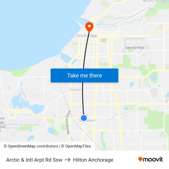 Arctic & Intl Arpt Rd Ssw to Hilton Anchorage map