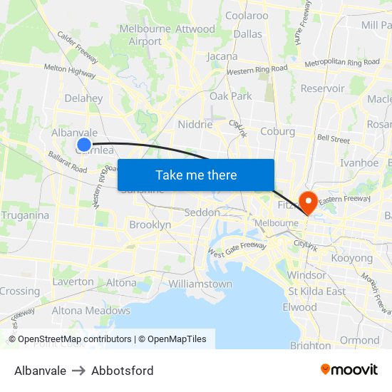Albanvale to Abbotsford map
