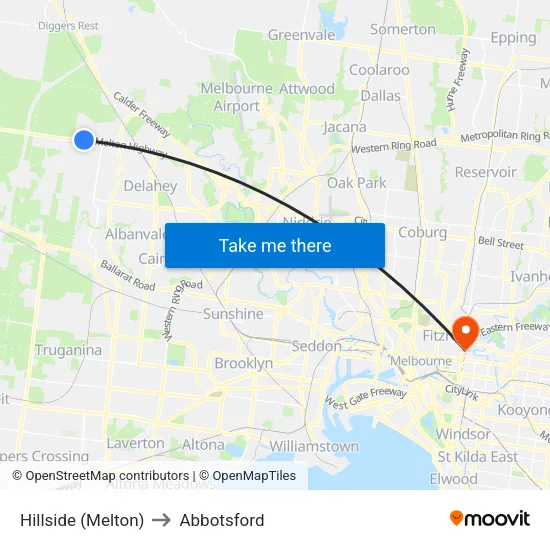 Hillside (Melton) to Abbotsford map