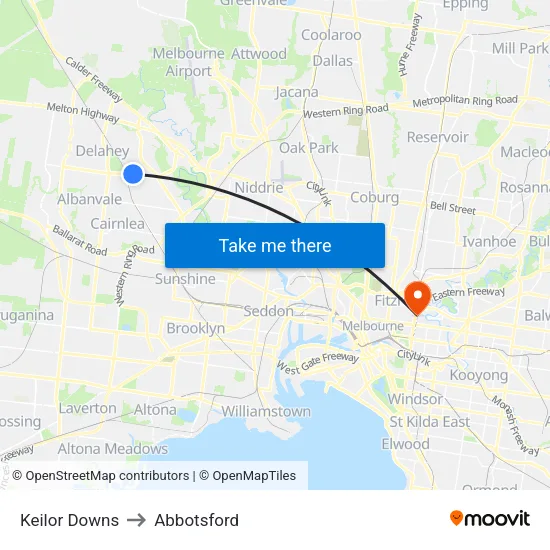 Keilor Downs to Abbotsford map