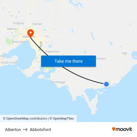 Alberton to Abbotsford map