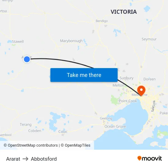 Ararat to Abbotsford map