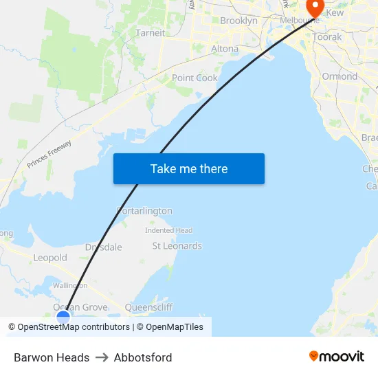 Barwon Heads to Abbotsford map
