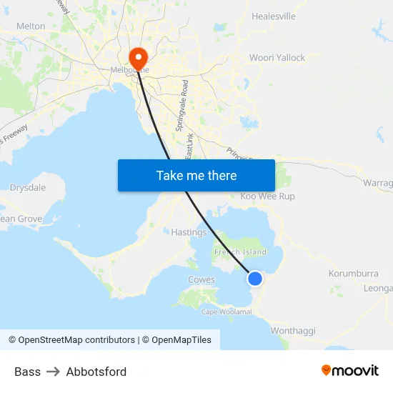 Bass to Abbotsford map