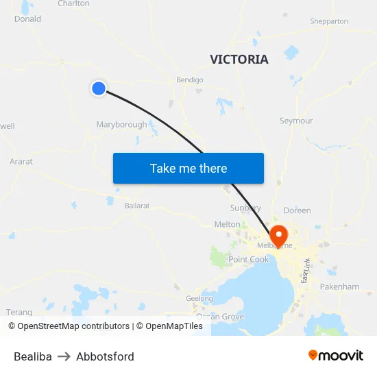 Bealiba to Abbotsford map