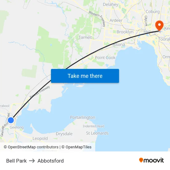Bell Park to Abbotsford map