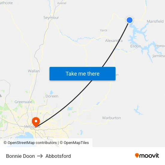 Bonnie Doon to Abbotsford map