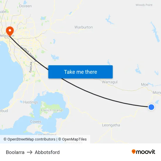 Boolarra to Abbotsford map