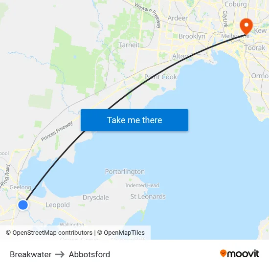 Breakwater to Abbotsford map
