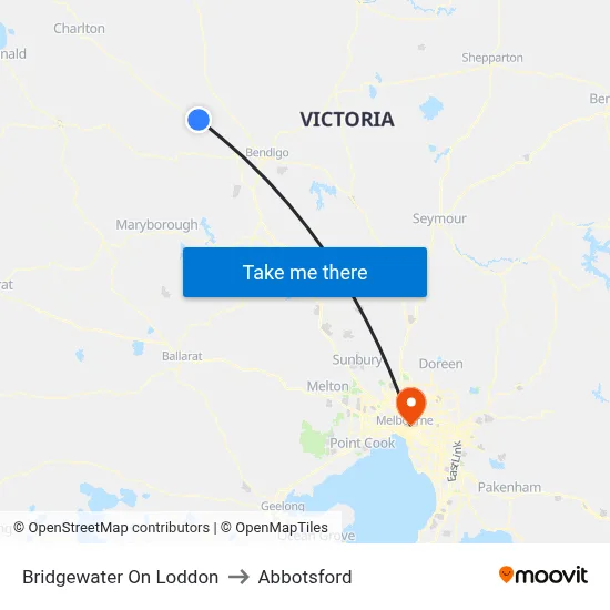 Bridgewater On Loddon to Abbotsford map