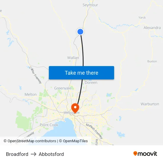 Broadford to Abbotsford map