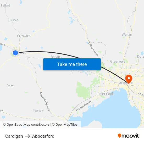 Cardigan to Abbotsford map