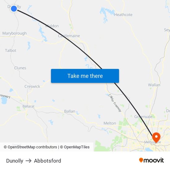 Dunolly to Abbotsford map