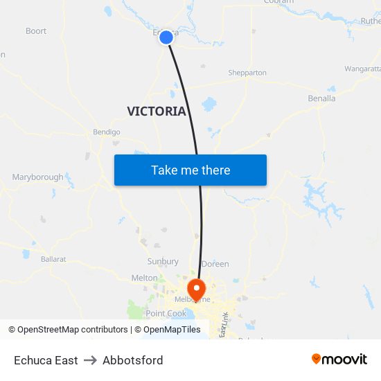 Echuca East to Abbotsford map