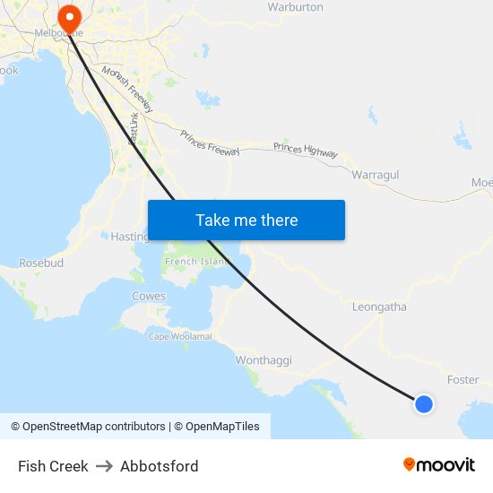 Fish Creek to Abbotsford map