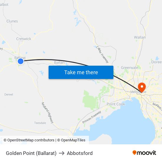 Golden Point (Ballarat) to Abbotsford map