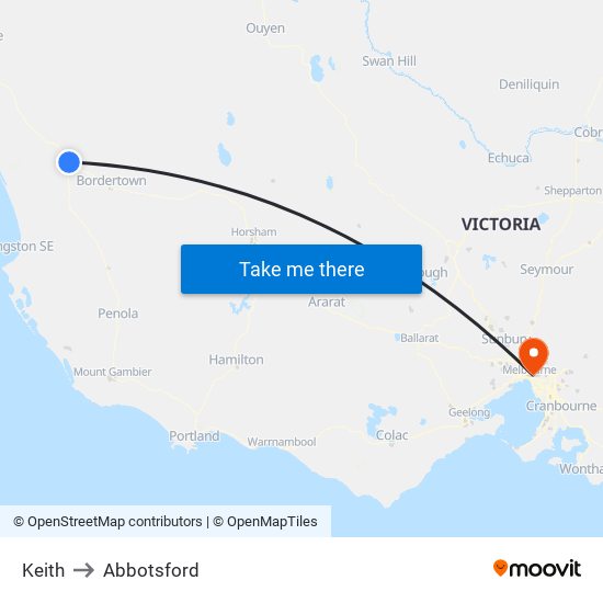 Keith to Abbotsford map