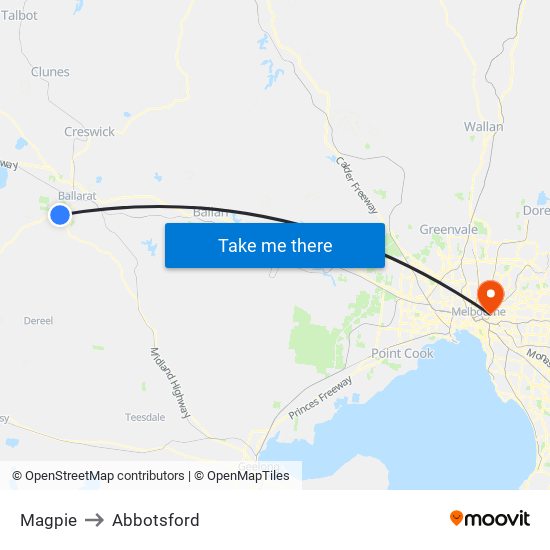 Magpie to Abbotsford map