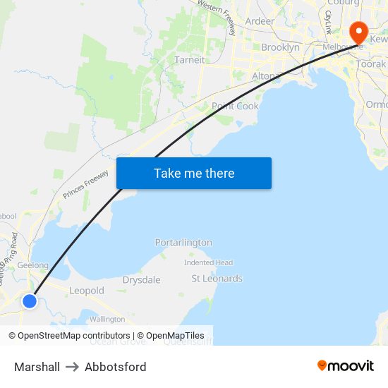 Marshall to Abbotsford map