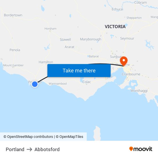 Portland to Abbotsford map