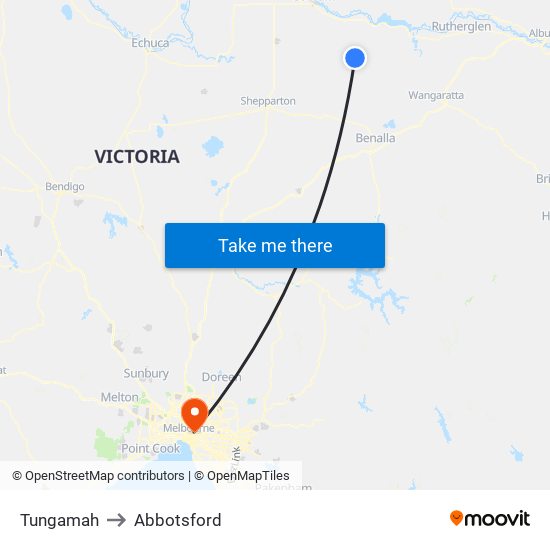 Tungamah to Abbotsford map