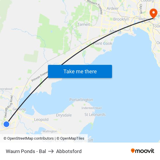 Waurn Ponds - Bal to Abbotsford map