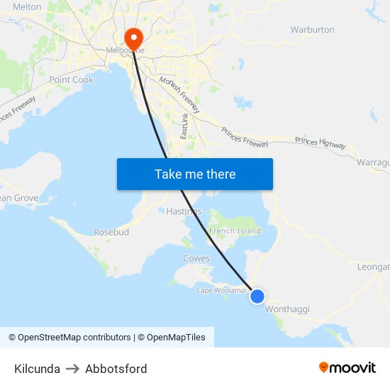 Kilcunda to Abbotsford map