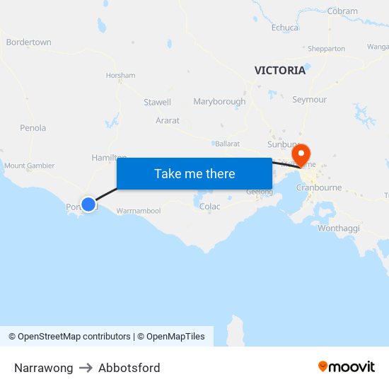 Narrawong to Abbotsford map