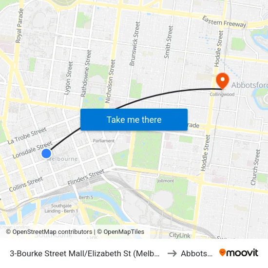 Bourke Street Mall/Elizabeth St #3 to Abbotsford map