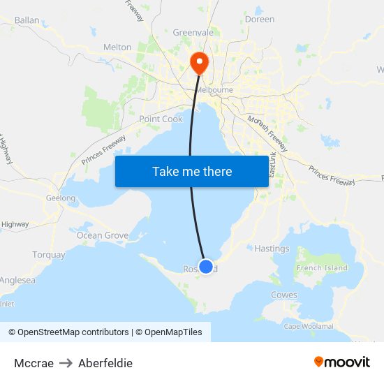 Mccrae to Aberfeldie map