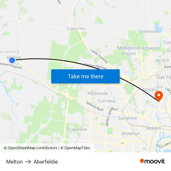 Melton to Aberfeldie map