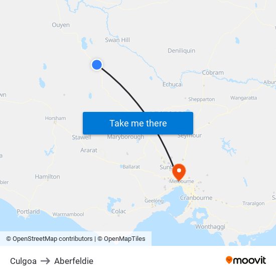 Culgoa to Aberfeldie map