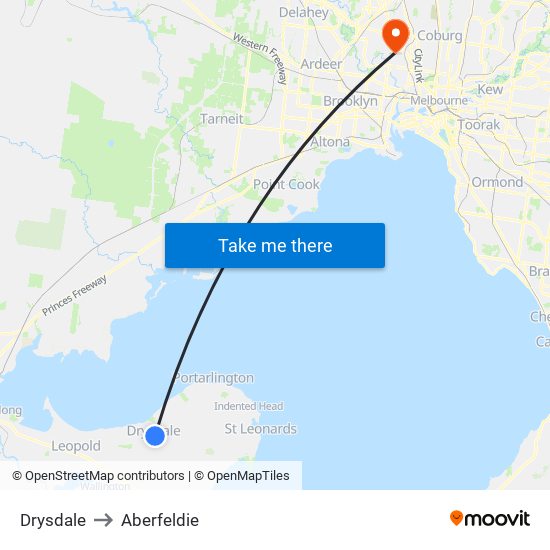 Drysdale to Aberfeldie map