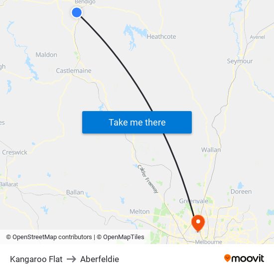 Kangaroo Flat to Aberfeldie map