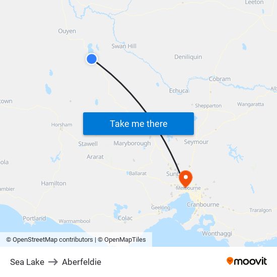 Sea Lake to Aberfeldie map