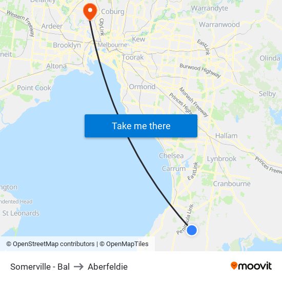 Somerville - Bal to Aberfeldie map