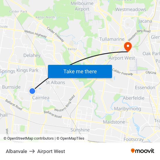 Albanvale to Airport West map